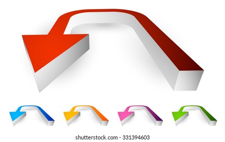 Backward, U-turn arrow. Curved arrow. (vector)