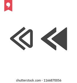 Backward vector icon, back button symbol