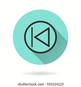 Backward vector icon. Black illustration isolated on green background for graphic and web design.