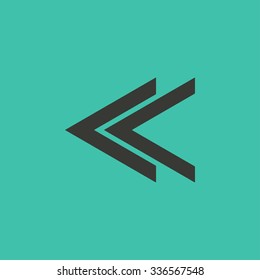 Backward - vector icon in black on a green background.