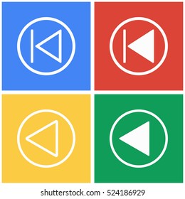 Backward vector icons set. White illustration isolated for graphic and web design.