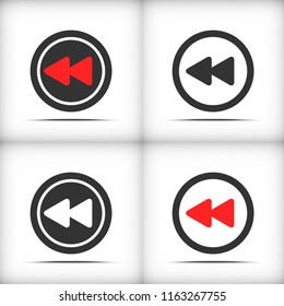 Backward video button icon set with soft shadow - Vector