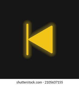 Backward yellow glowing neon icon