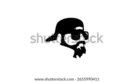 Backwards Cap symbol, black isolated silhouette
