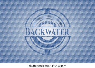 Backwater blue emblem with geometric pattern. Vector Illustration. Detailed.
