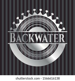 Backwater silver badge. Vector Illustration. Mosaic.