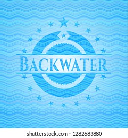 Backwater water wave representation style badge.
