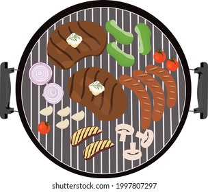 Grillwurst und Gemüsewurst im Hinterhof