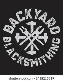 Backyard blacksmithing typography Blacksmith design grunge effect ready to print