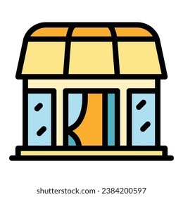 Backyard bungalow icon outline vector. Sea villa. Tropical vacation color flat