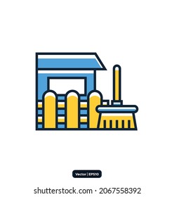 Backyard Cleaning icon. Disinfection and Cleaning Related Vector Icons. Collection of linear simple web icons such as cleaner, disinfection, cleaning, washing, and others. vector eps10