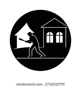 Ilustración de Arte vectorial de silueta de cricket de patio trasero
