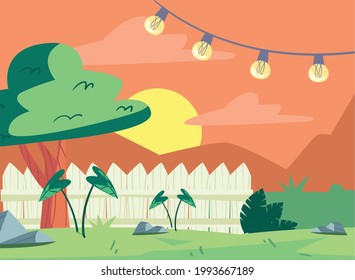 escena de la cerca del patio trasero