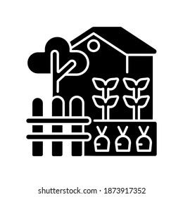 Backyard Garden Black Glyph Icon. Urban Farming At Home Yard. Agriculture For Hobby. Cultivate Plants. Grow Vegetables In House Terrace. Silhouette Symbol On White Space. Vector Isolated Illustration