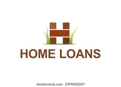 Backyard house brick and grass lawn care service  logo design illustration.
