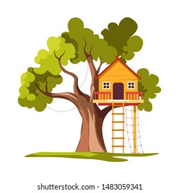 Backyard House On Tree Childish Playground Stock Vector (Royalty Free ...