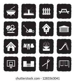 Backyard Icons. Grunge Black Flat Design. Vector Illustration. 