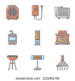 Backyard icons set. Cartoon set of 9 backyard vector icons for web isolated on white background