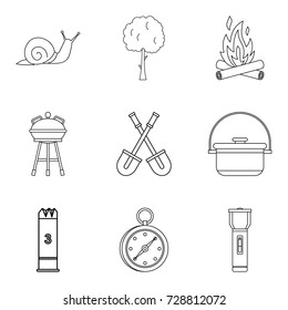 Backyard icons set. Outline set of 9 backyard vector icons for web isolated on white background