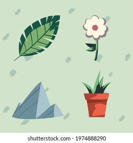 Backyard and nature icon group