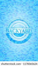 Backyard realistic sky blue emblem. Mosaic background