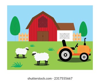 Backyard Sheep Farm, Shed for The Sheep, and A Tractor to Haul The Grass