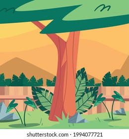 backyard tree and fence scene