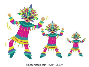 Bacolod Masskara Festival Dancers concept. Editable Clip Art.