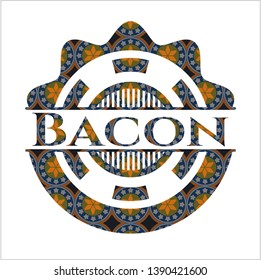 Bacon arabic style emblem. Arabesque decoration.