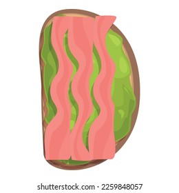 Bacon avocado toast icon cartoon vector. Bread slice. Wheat food