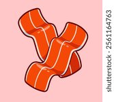 Bacon Beef Cartoon Vector Icon Illustration. Food Object Icon 
Concept Isolated Premium Vector. Flat Cartoon Style