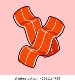 Bacon Beef Cartoon Vector Icon Illustration. Food Object Icon 
Concept Isolated Premium Vector. Flat Cartoon Style