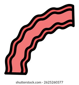Bacon breakfast icon. Outline bacon breakfast vector icon color flat isolated