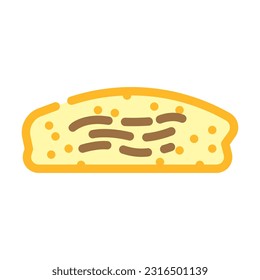 bacon bun food meal color icon vector. bacon bun food meal sign. isolated symbol illustration