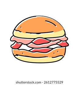 bacon bun food meal color icon vector. bacon bun food meal sign. isolated symbol illustration