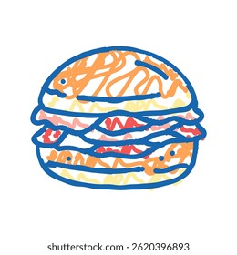 bacon bun food meal doodle icon sketch vector. bacon bun food meal sign. isolated symbol illustration