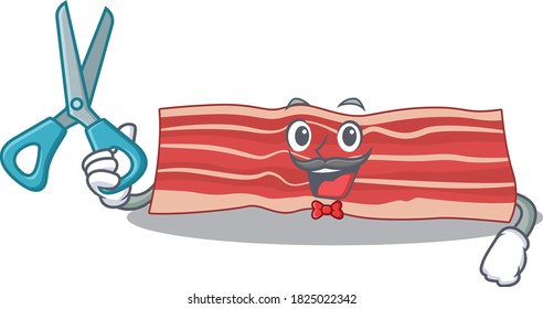 Bacon cartoon character design as talented barber