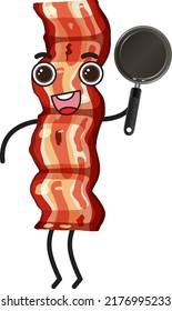 Bacon cartoon character on white background illustration