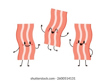 Bacon character design. Bacon cartoon on white background.