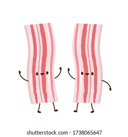 Bacon character vector. Bacon on white background.