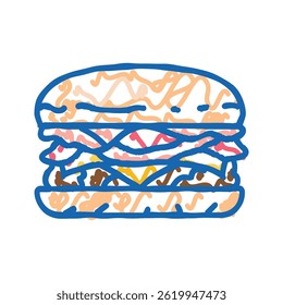 bacon cheeseburger food doodle icon sketch vector. bacon cheeseburger food sign. isolated symbol illustration