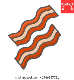 Bacon color line icon, food and keto diet, bacon stripes sign vector graphics, editable stroke colorful linear icon, eps 10