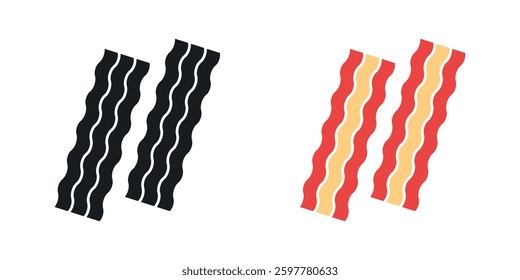 Bacon colored icon set. Stock Vector