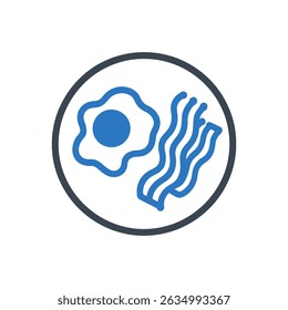 Ícone De Café Da Manhã De Ovo Bacon Isolado No Fundo Branco