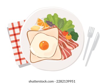 Bacon and egg breakfast illustration material