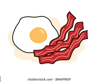 Bacon and Egg, a hand drawn vector illustration of delicious bacons and egg, isolated on a simple background (each objects is properly grouped and editable).