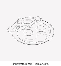Bacon con elemento de línea de icono del huevo. Ilustración vectorial de bacon con línea de icono de huevo aislada en fondo limpio para el diseño del logo de tu aplicación móvil web.