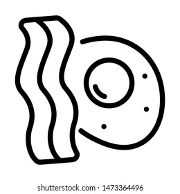 Bacon and egg icon. Stroke outline style. Vector. Isolate on white background.