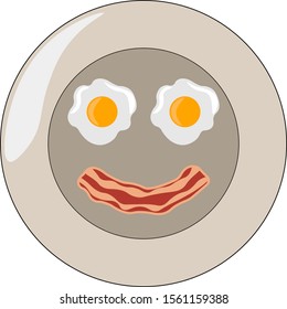 Bacon y huevo, ilustración, vector sobre fondo blanco.