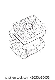 Bacon and egg wafle drawing